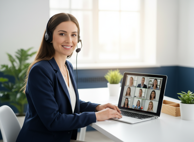 Consultant on a video call with a client
