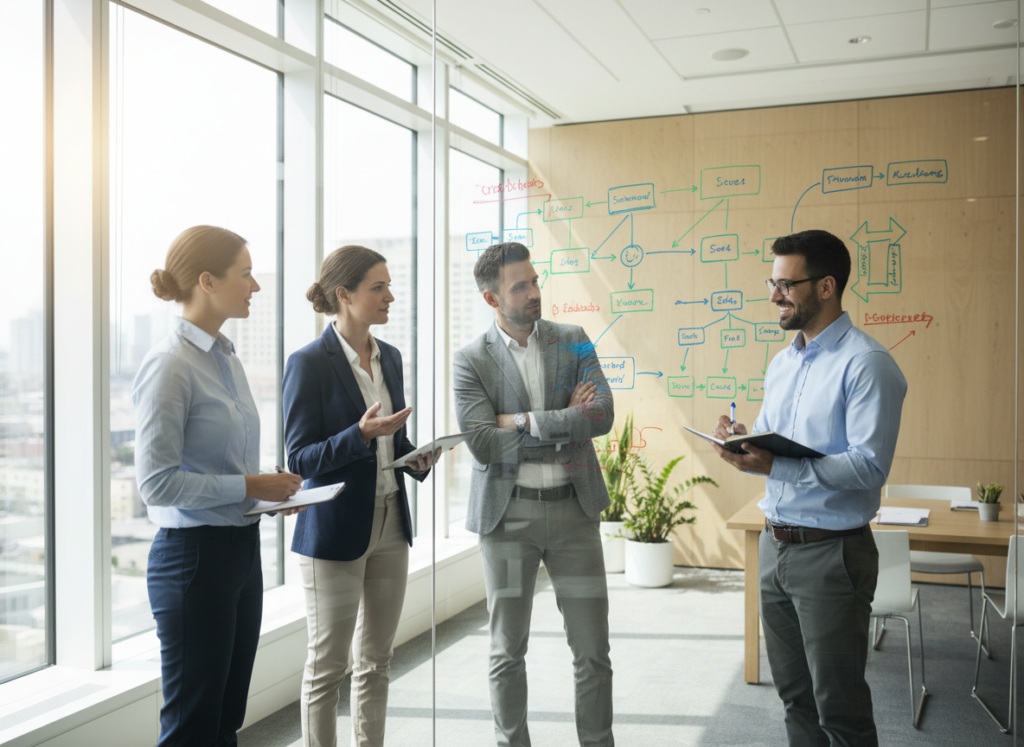 Consultants in a strategy workshop